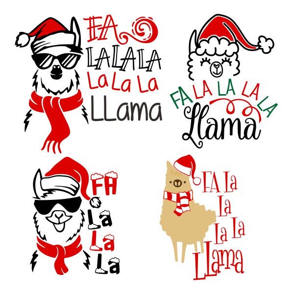 Weihnachten Lama Fa la la la schneidbare Design SVG-PNG-DXF & Eps Designs Cameo Datei Silhouette