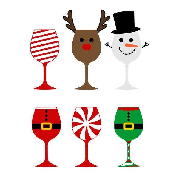 Christmas Wine Glasses Cuttable Design SVG PNG DXF & Eps Etsy
