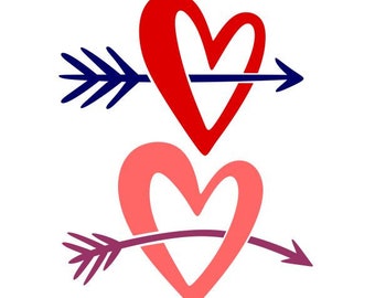 Heart Arrow Love Valentines Day Love Cuttable Design SVG PNG DXF & eps Designs Cameo File Silhouette