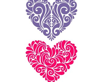 Heart Damask Cuttable Design SVG PNG DXF & Eps Designs Cricut Cameo ...