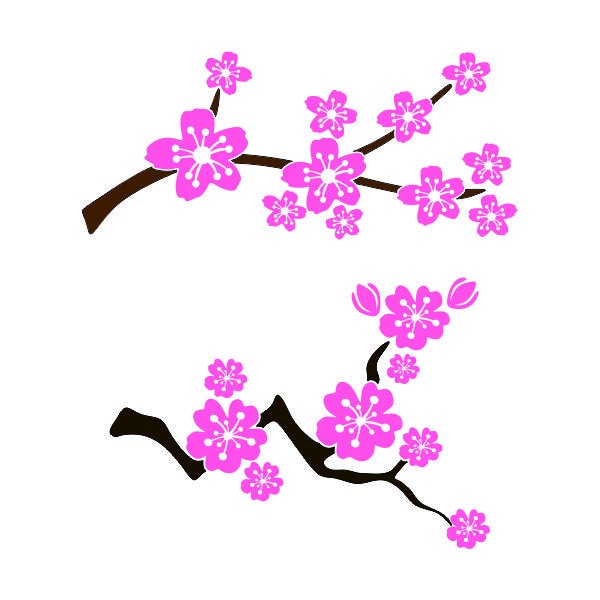 Cherry Blossom Spring Branch Pack Cuttable Design SVG PNG DXF & eps Designs Cameo File Silhouette