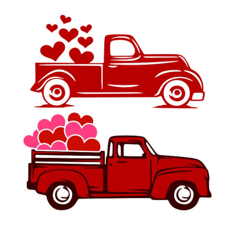Download Pickup Heart Love Truck Valentines day Cuttable Design SVG ...