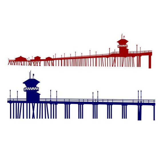 Huntington Beach Pier Cuttable Design SVG PNG DXF & eps Designs Cameo File  Silhouette