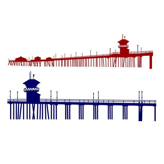 Huntington Beach Pier Cuttable Design SVG PNG DXF & Eps Designs Cameo File  Silhouette 