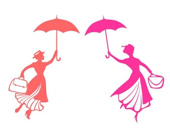 Nounou parapluie conte de fées couper Design SVG PNG DXF & eps dessins camée fichier Silhouette