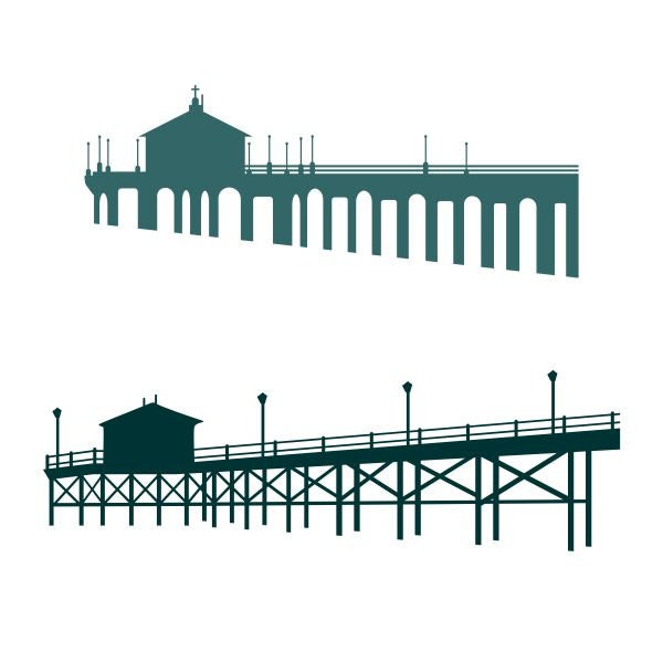 Ocean Pier Beach Cuttable Design SVG PNG DXF & eps Designs Cameo File Silhouette