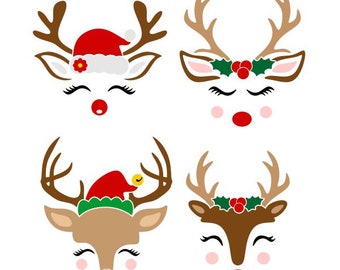 Reindeer Deer Christmas  Cuttable Design SVG PNG DXF & eps Designs Cameo File Silhouette