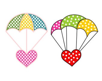 Parachute Heart Love Cuttable Design SVG PNG DXF & eps Designs Cameo File Silhouette