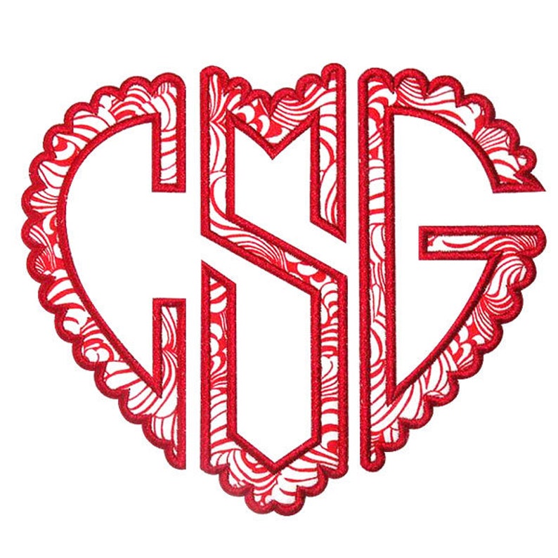 Heart Scallop Love Applique Monogram Machine Embroidery Font Etsy