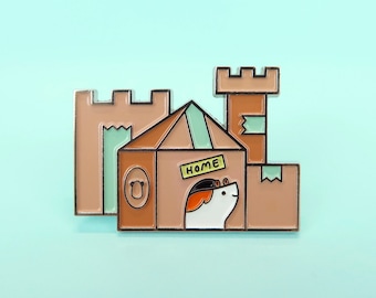 GuineaDad Cardboard Castle Guinea Pig Enamel Pin