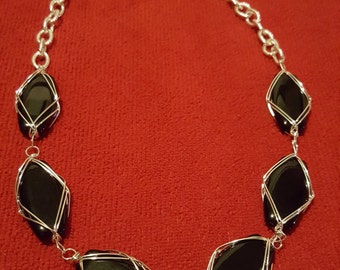 Chunky Blackstone & Silver Necklace