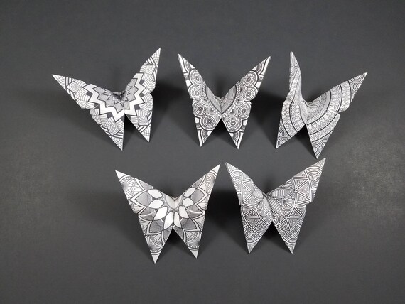 Origami Schmetterling Mandala Coloring Kit Origami Falten Muster Anfahrt Erwachsenen Malvorlagen Digitaler Download