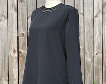 Vintage 1980’s Yves St. Clair Black Blouse With Detailed Trim