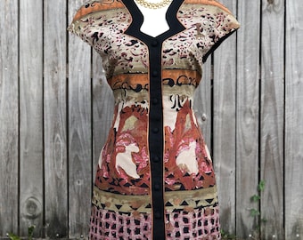 Vintage 90's Ann Tobias Abstract Print Dress