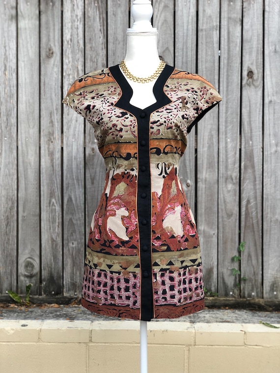 Vintage 90's Ann Tobias Abstract Print Dress