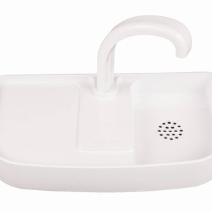 Lavabo dos veces (lavabo más pequeño) para tanques de inodoro de menos de 15,5&quot; de ancho (medido con la tapa del tanque quitada).
