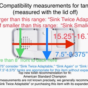 Sink Twice Toilet Sink for tanks 15.5 16.8 wide measured with lid off image 4