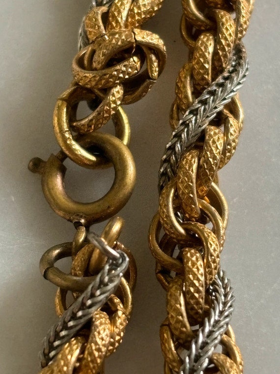 Superb old two-tone gold/silver plated braided me… - image 6