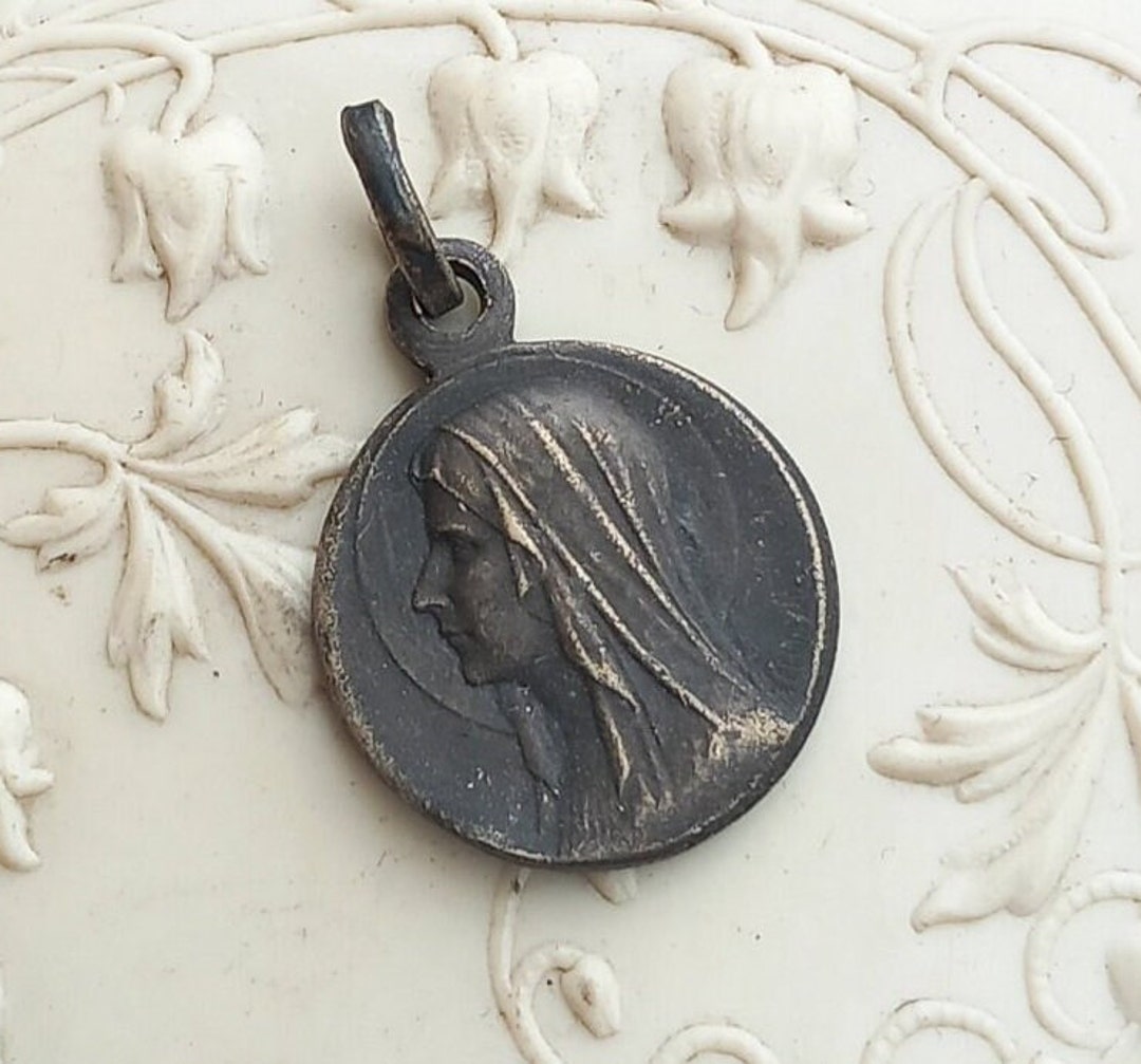 Old Catholic Medal Old Religious Medal of the Virgin Mary Etsy
