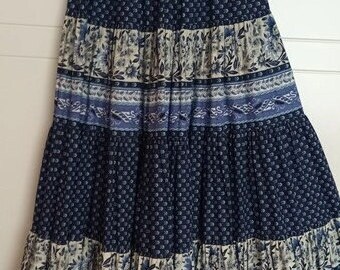 Superb Extra Full Circle Skirt Blue Provençal Skirt Provence Skirt french provencal skirt Provençal Skirt Ethnic Provence Skirt