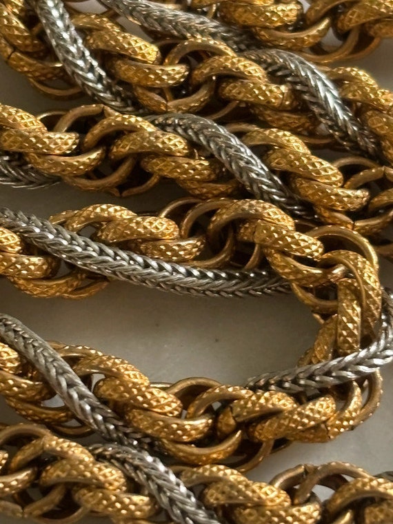 Superb old two-tone gold/silver plated braided me… - image 2