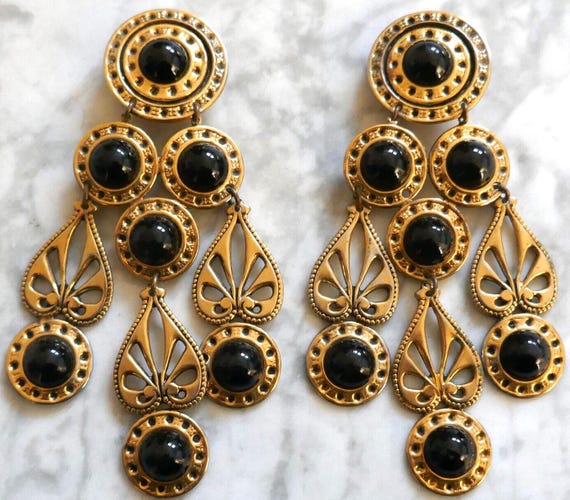 Boucles D'oreilles Dormeuses Vintage Zoé Coste - Pierres Rouges Et Turquoise - Occasion