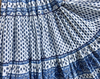 ATELIER PROVENCAL Superb Provençal Skirt Extra full circle skirt Provençal skirt High amplitude Skirt Blue and white Provence skirt