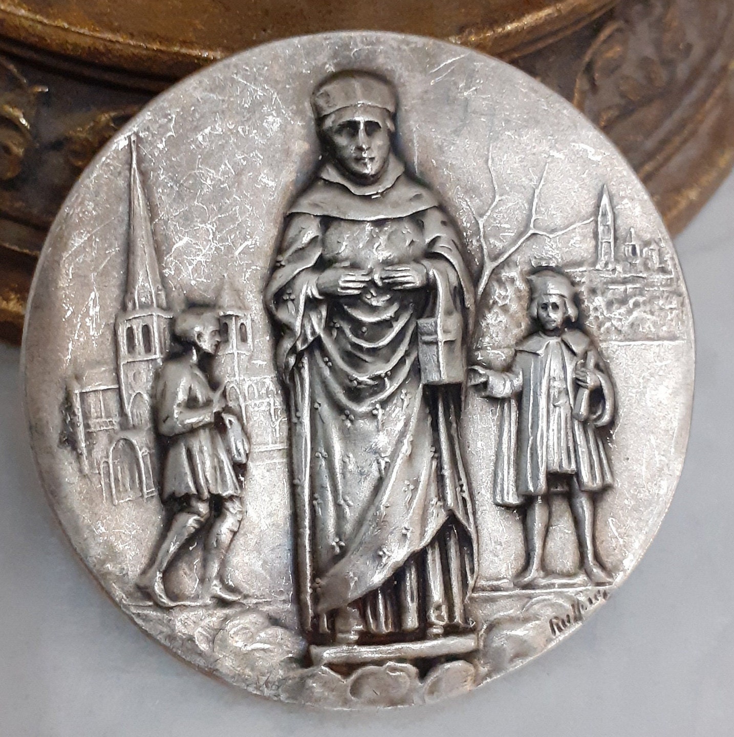 Ancienne Médaille Religieuse Ancienne Plaque Signée Ruffony Époque Début 20Ème Siècle Ancien Ornemen