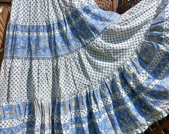PROVENCE Jupe Provençale Bleu et Blanc de Provence Jupe ethnique de Provence Provençal skirt High amplitude Skirt Full Circle Skirt