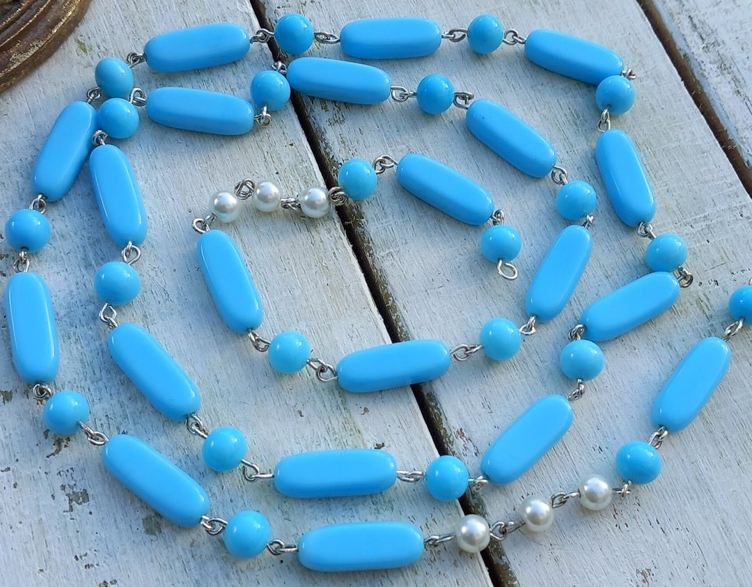 Beaded Chain Rosary Chain Piece of Chain 92cm With Glass Beads Etsy