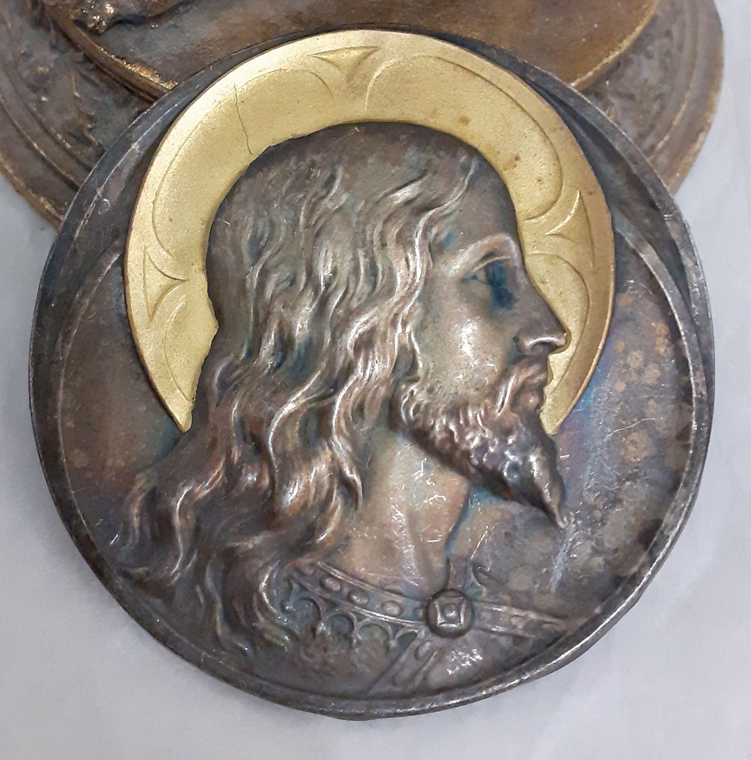 Ancienne Médaille Religieuse Ancienne Plaque Jésus Christ Début 20Ème Siècle Antiquité Française Orn