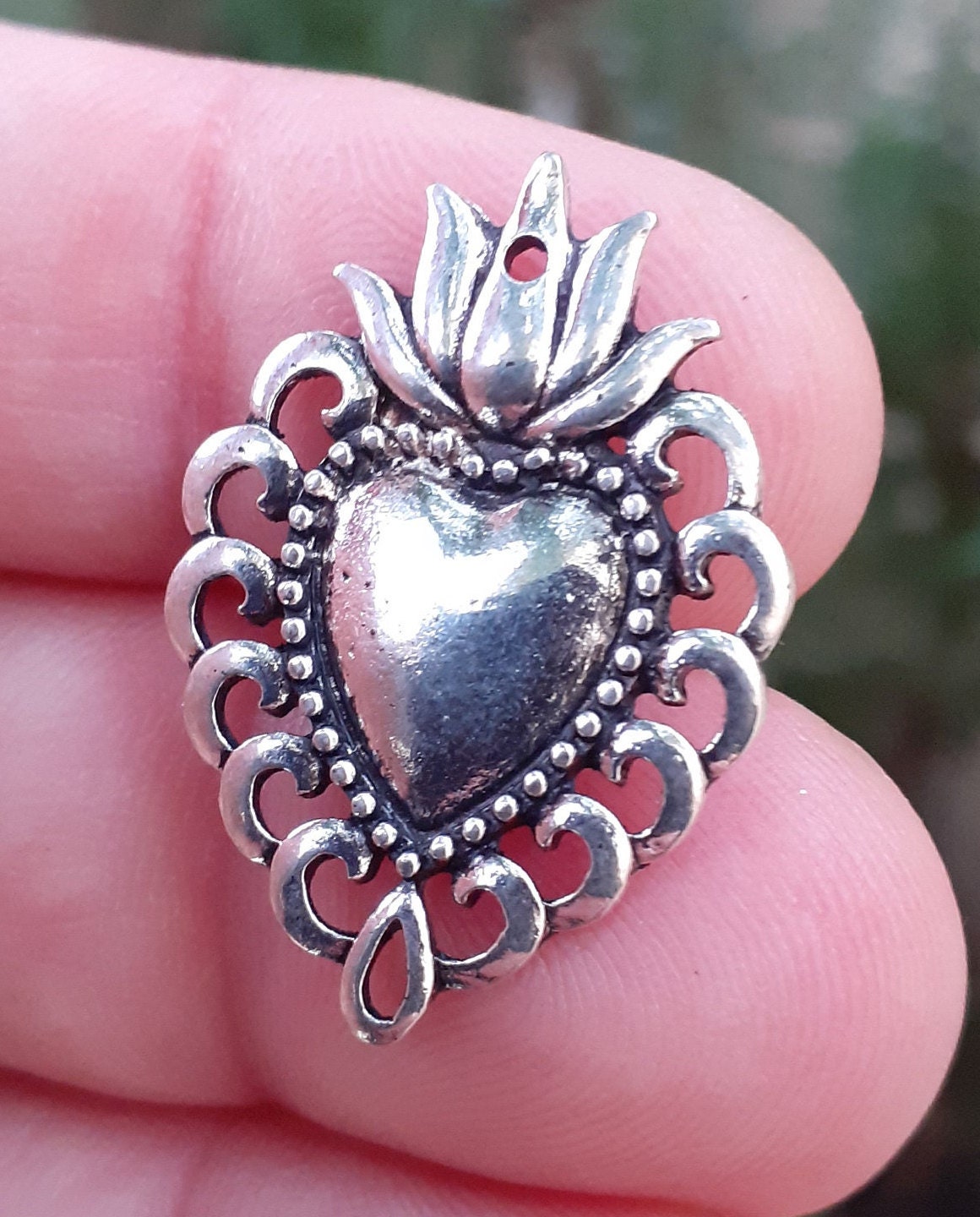 Pendentif Coeur Religieux Pendentif Connecteur Ex Voto Sacré de Marie Ex Voto Coeur Sacré Jésus