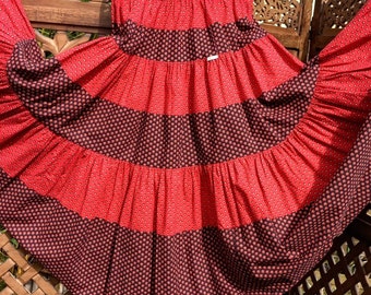 Les INDIENNES de NIMES  MISTRAL Jupe Provençale fond rouge Jupe de Provence extra full circle skirt Jupe de la marque Les Indiennes de Nimes