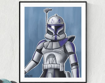 Captain Rex Star Wars Kunstdruck, Star Wars Dekor, ARC Trooper, 501st Clone Trooper, Star Wars Geschenk, Star Wars Clone Wars, Star Wars Druck