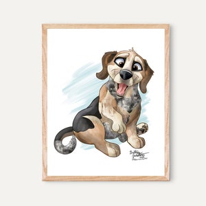 Beagle Dog Print, Beagle Gifts, Dog Art Cartoon Portrait, Dog Nursery Wall Art, Dog Poster Kids Room Art, Playroom Wall Art, Boys Room Decor