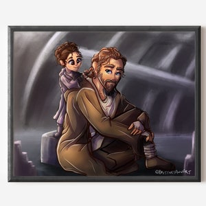 Stampa artistica di Obi Wan Kenobi Principessa Leia Star Wars / Arte Obi Wan / Pittura di Star Wars