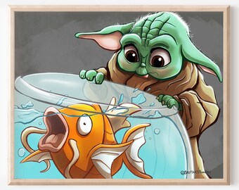 Grogu Baby Yoda Magikarp Star Wars Drawing | Pokemon Art