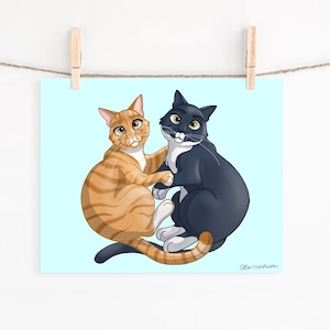 Orange Tabby Tuxedo Cat Art, Cat Print