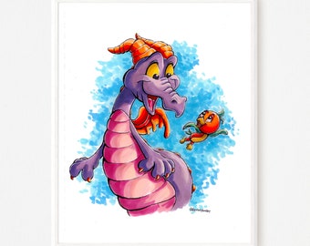 Figment Orange Bird Epcot Disney Art Print