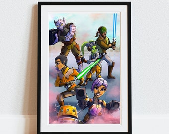 Star Wars Rebels Sabine Wren, Kanan Jarrus Star Wars Drawing, Star Wars Art Print