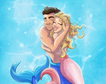 Wydruk artystyczny z syreną, wystrój z syreną, sztuka łazienkowa, wydruk z syreną MerMay, sztuka fantasy z syrenami, syrena, obraz cyfrowy z syreną