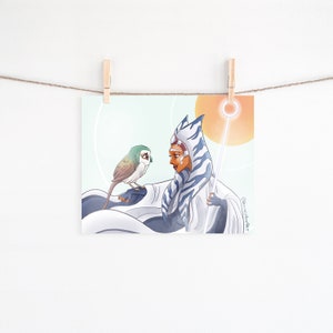 Ahsoka Tano Star Wars Art, Star Wars Drawing, Star Wars Rebels, Star Wars Poster, Jedi Star Wars Office Decor, Geek Gift, Star Wars Gift image 2