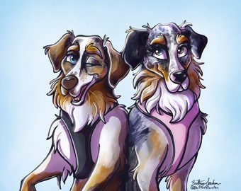 Australian Shepherd Art, Dog Lover Gift Digital Painting