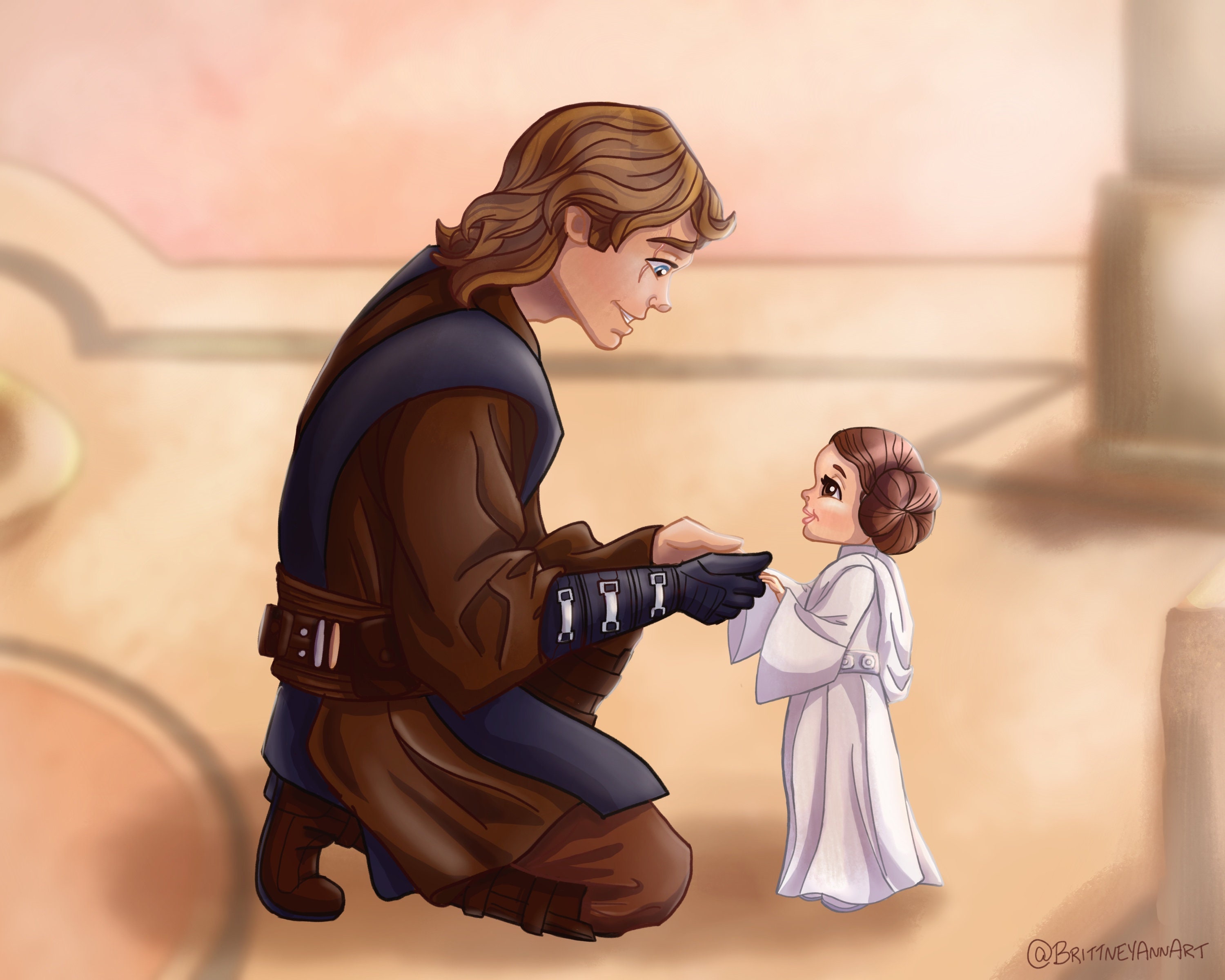 Star Wars Baby Princess Leia Anakin Skywalker Digital Painting Etsy
