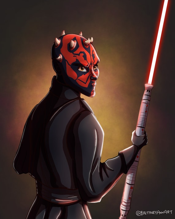 Darth Maul Phantom Menace Star Wars Art Print, Star Wars Drawing