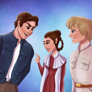 Luke Skywalker, Princess Leia, Han Solo Star Wars Art, The Empire Strikes Back Star Wars Office, Star Wars Characters, Star Wars Wall Art