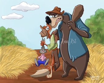 Brer Rabbit, Brer Fox Brer Bear Disney Wall Art, Splash Mountain Poster Song of the South Disney Decor, Disney Gifts, Disney Print