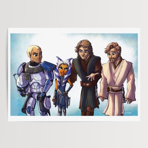 Captain Rex, Ahsoka, Anakin Skywalker, Obi Wan Kenobi Star Wars Art Print