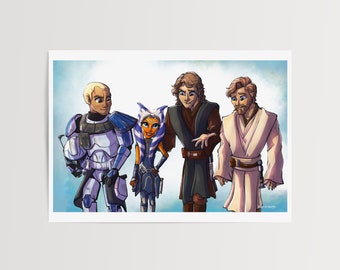 Captain Rex, Ahsoka, Anakin Skywalker, Obi Wan Kenobi Star Wars Art Print