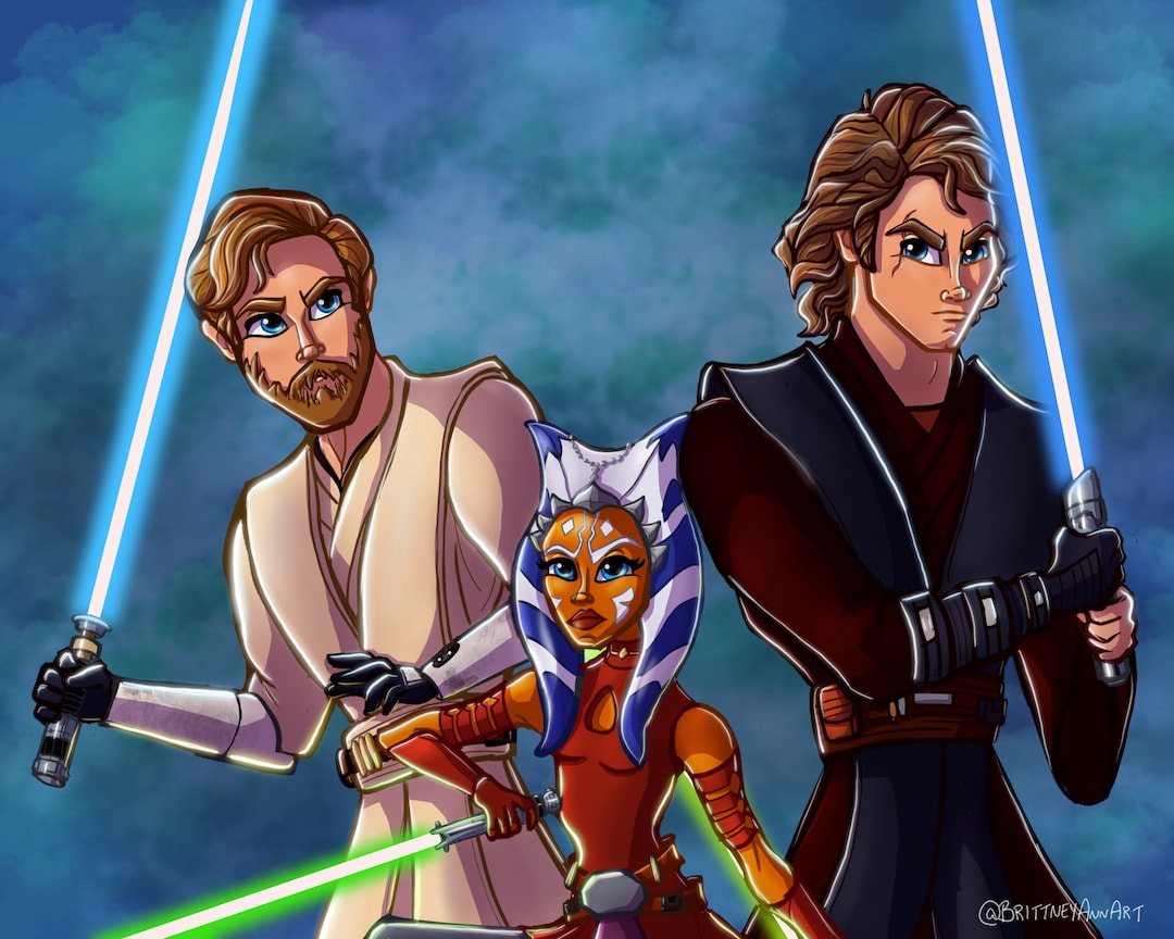 Obiwan Kenobi, Ahsoka Tano, Anakin Skywalker Clone Wars Star Wars